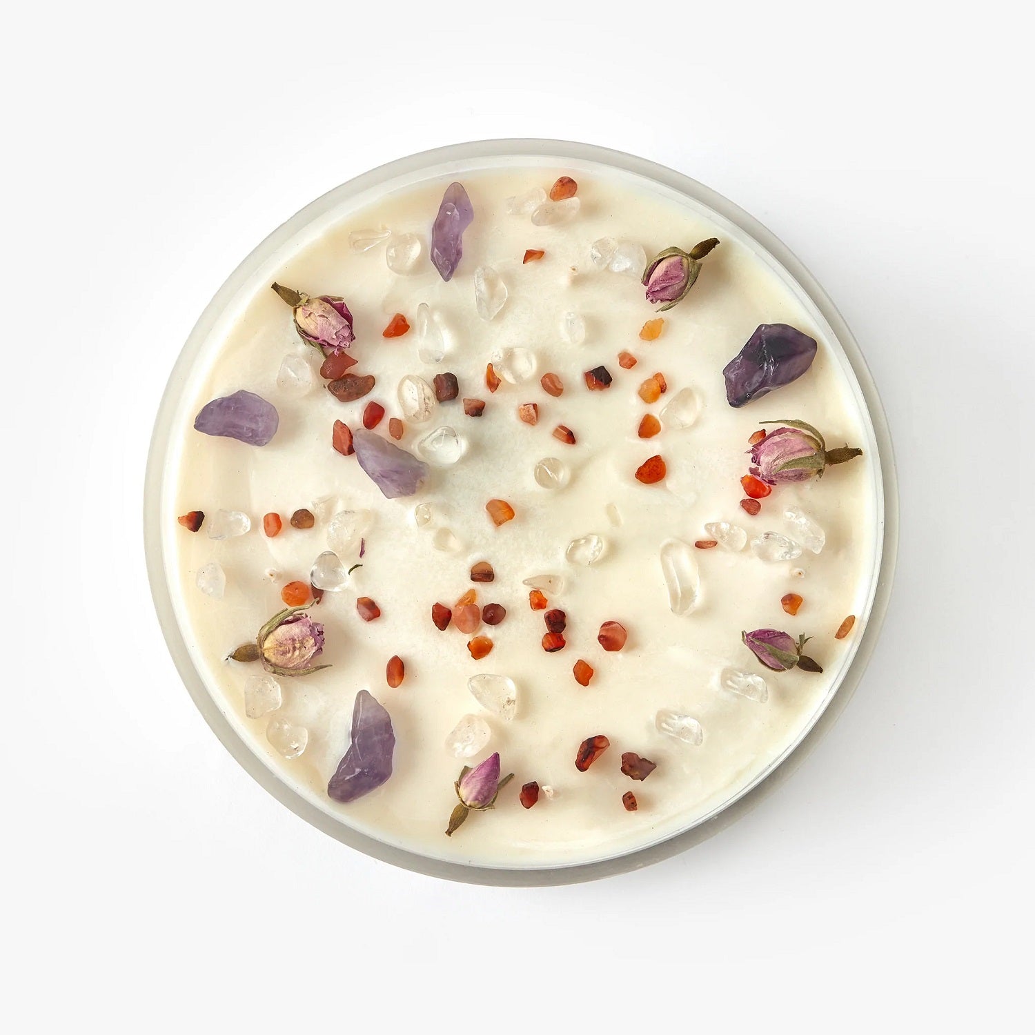 Crystal & Botanical Scented Candle CALMING Chakra - GumDropAus