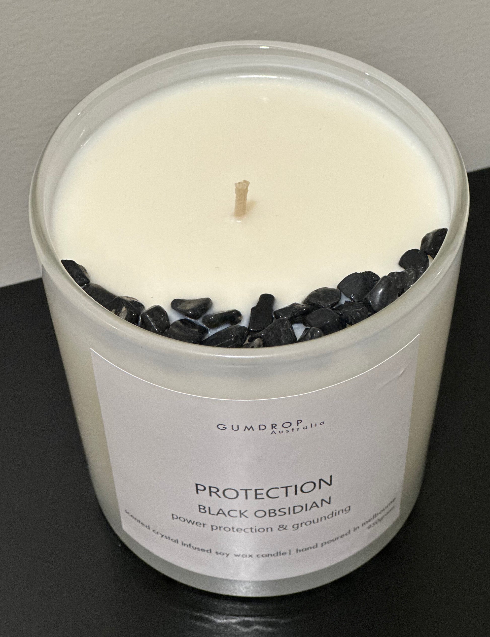 Obsidian Crystal Infused Scented Candle PROTECTION - GumDropAus