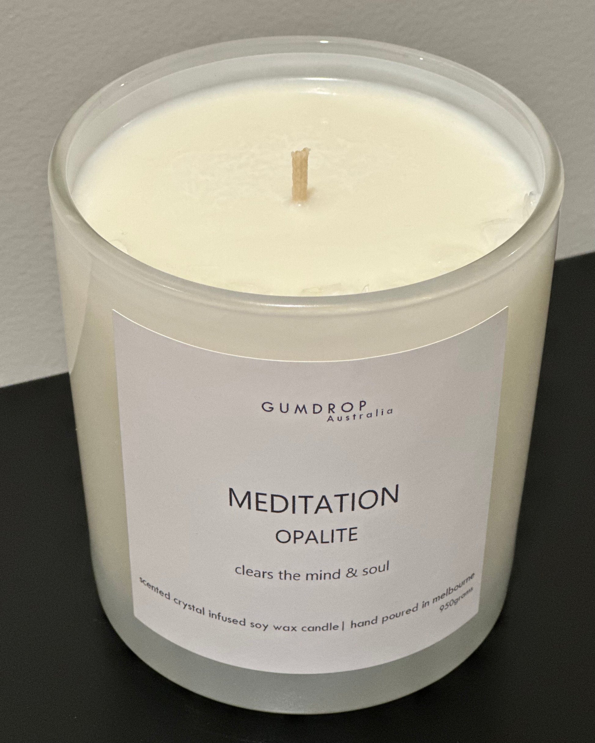 Opalite Crystal Infused Scented Candle MEDITATION - GumDropAus