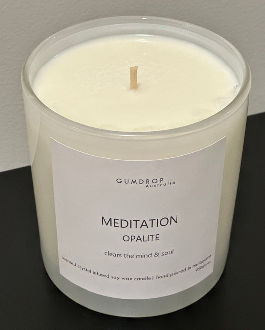 Opalite Crystal Infused Scented Candle MEDITATION - GumDropAus