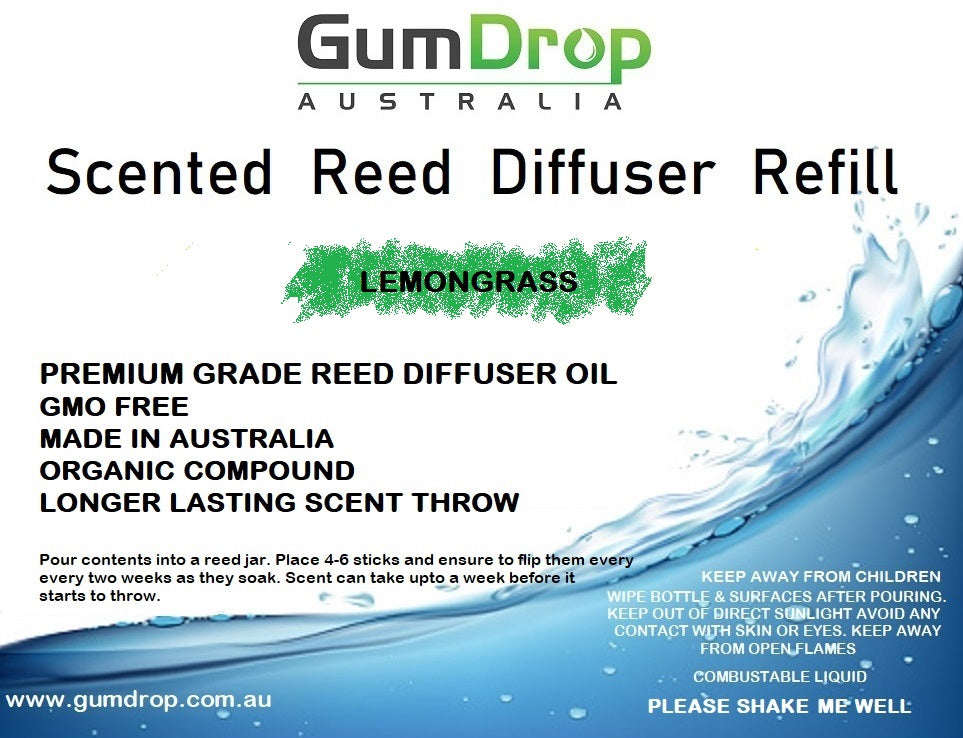 Lemongrass Reed Diffuser Refill Oil from Gumdrop Australia