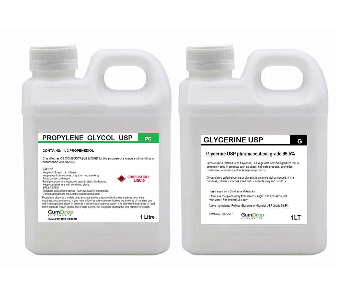 Propylene Glycol USP & Glycerine Refined USP Pharmaceutical Grade 1LT SET
