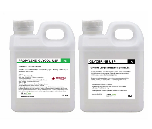 Propylene Glycol USP & Glycerine Refined USP Pharmaceutical Grade 1LT SET