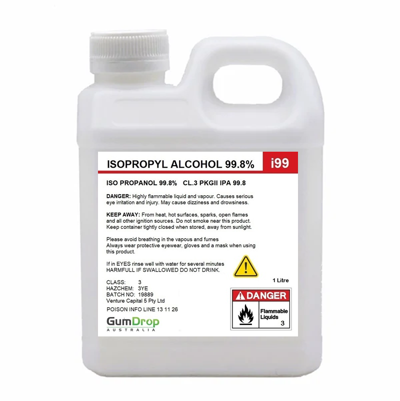 1L bottle of Isopropyl Alcohol 99.8% IPA from Gumdrop Australia
