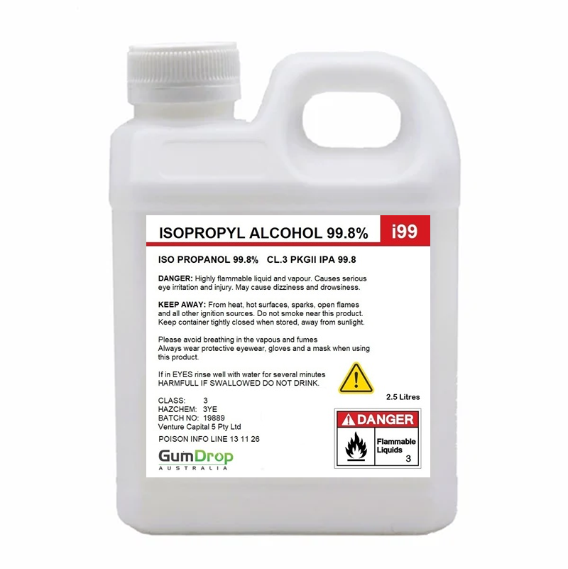 2.5L container of Isopropyl Alcohol 99.8% IPA from Gumdrop Australia