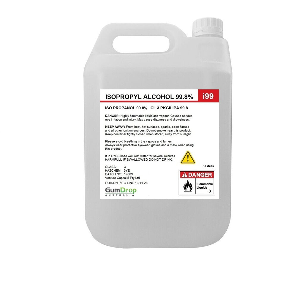 20L drum of Isopropyl Alcohol 99.8% IPA from Gumdrop Australia