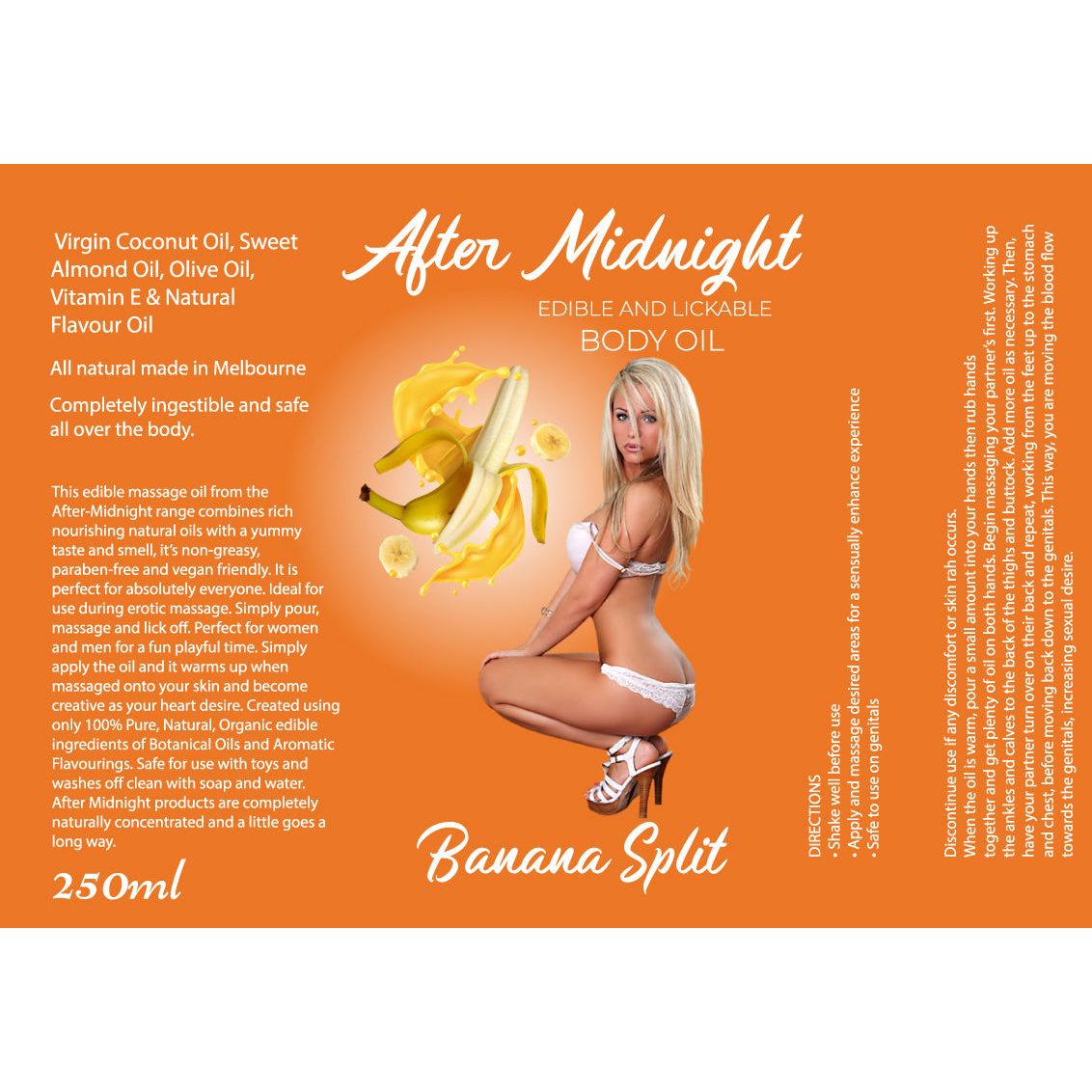 Banana Split Edible Kissable Body Massage Oil - GumDropAus