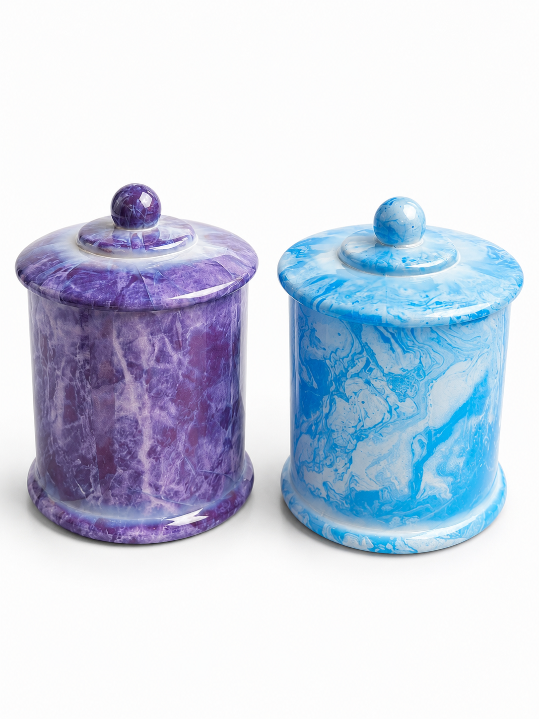 Marble Glass Candle Jar with Lid – 450mL