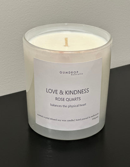 Rose Quarts Crystal Infused Scented Candle LOVE & KINDNESS