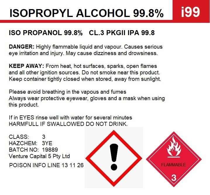 ISOPROPYL ALCOHOL 100% IPA - RUBBING ALCOHOL - GumDropAus