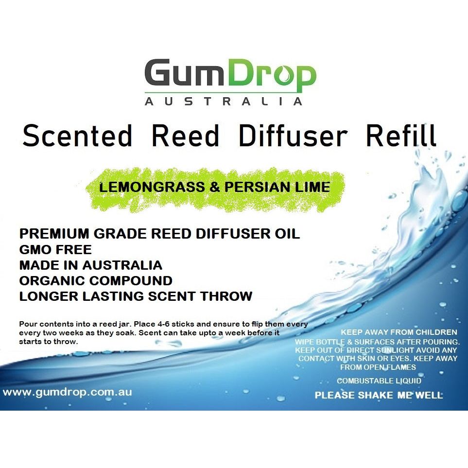 LEMONGRASS & PERSIAN LIME REED DIFFUSER REFILL - GumDropAus