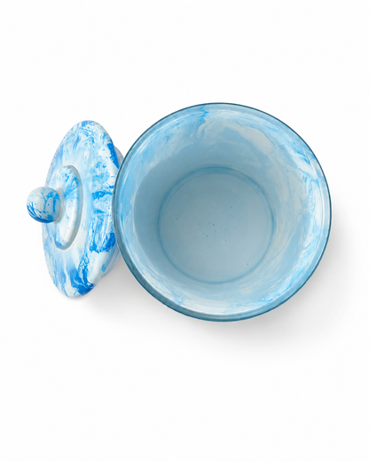 Marble Glass Candle Jar with Lid – 450mL