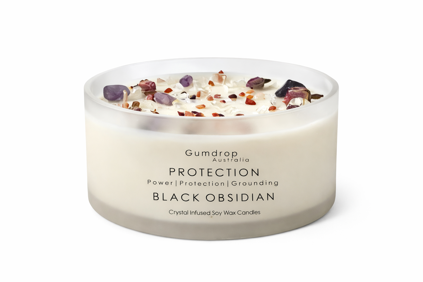 Obsidian Crystal & Botanical Infused Scented Candle PROTECTION - GumDropAus