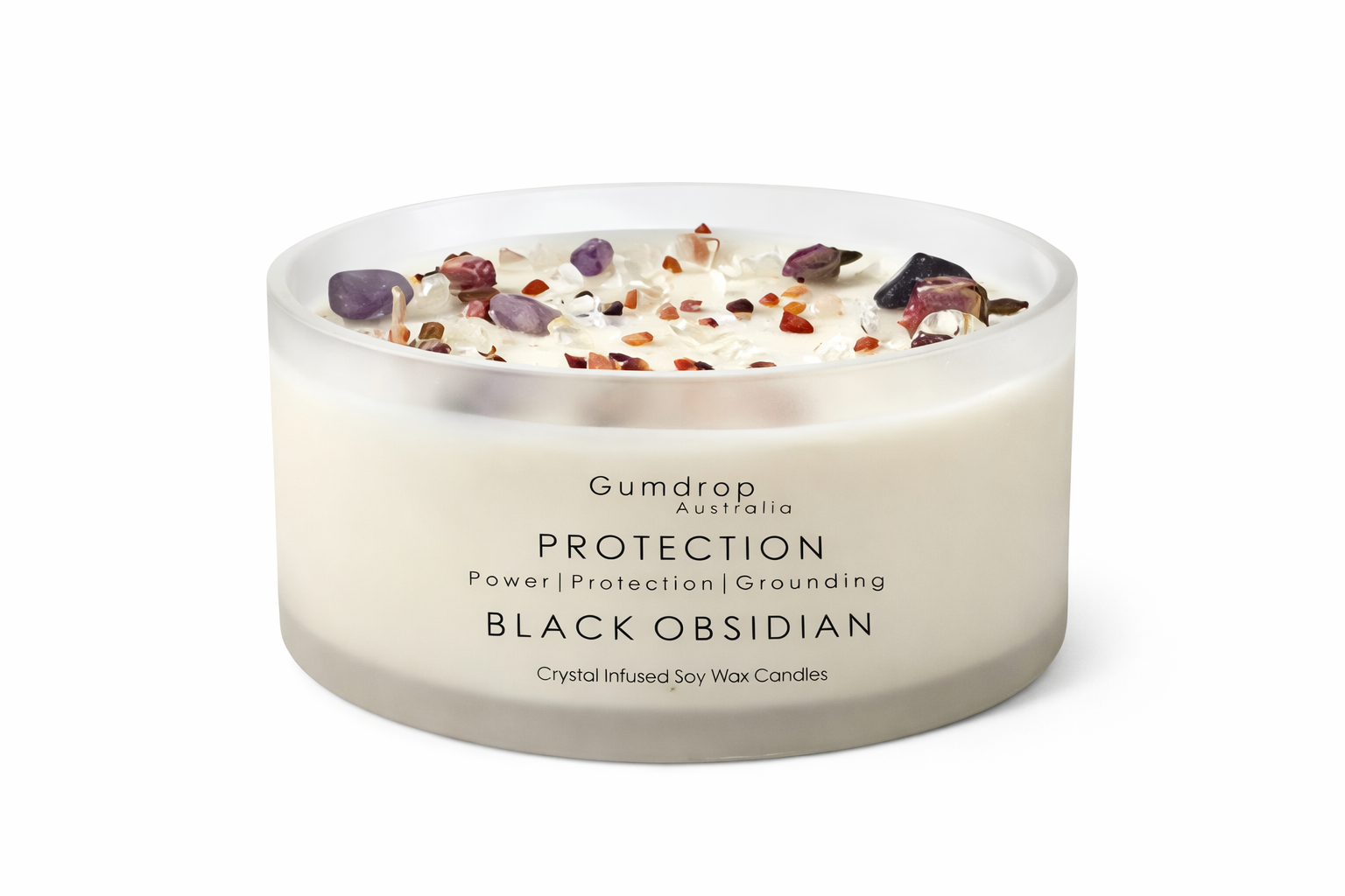 Obsidian Crystal & Botanical Infused Scented Candle PROTECTION - GumDropAus