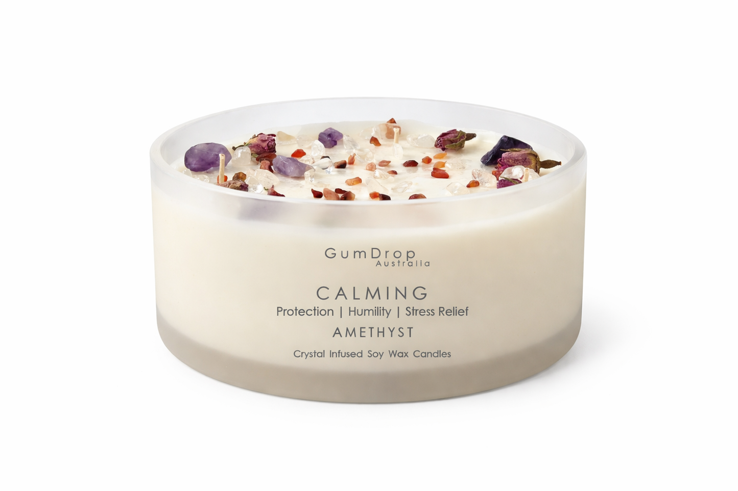 Amethyst Crystal & Botanical Infused Scented Candle CALMING - GumDropAus