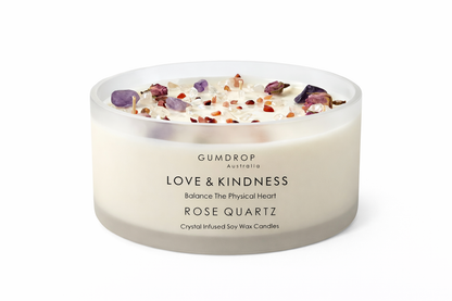 Rose Quartz Crystal and Botanical Infused Scented Candle from Gumdrop Australia