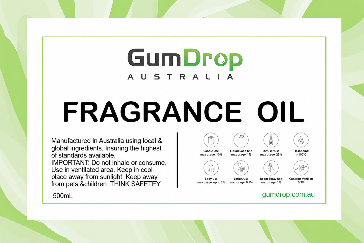 Pure Fragrance Oil 500ml - GumDropAus