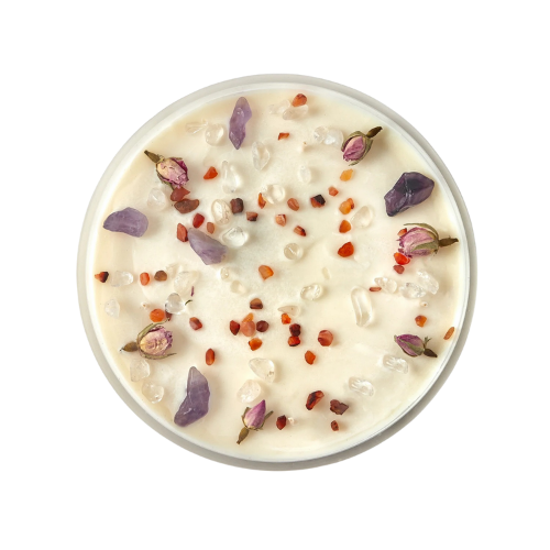 Obsidian Crystal & Botanical Infused Scented Candle PROTECTION - GumDropAus