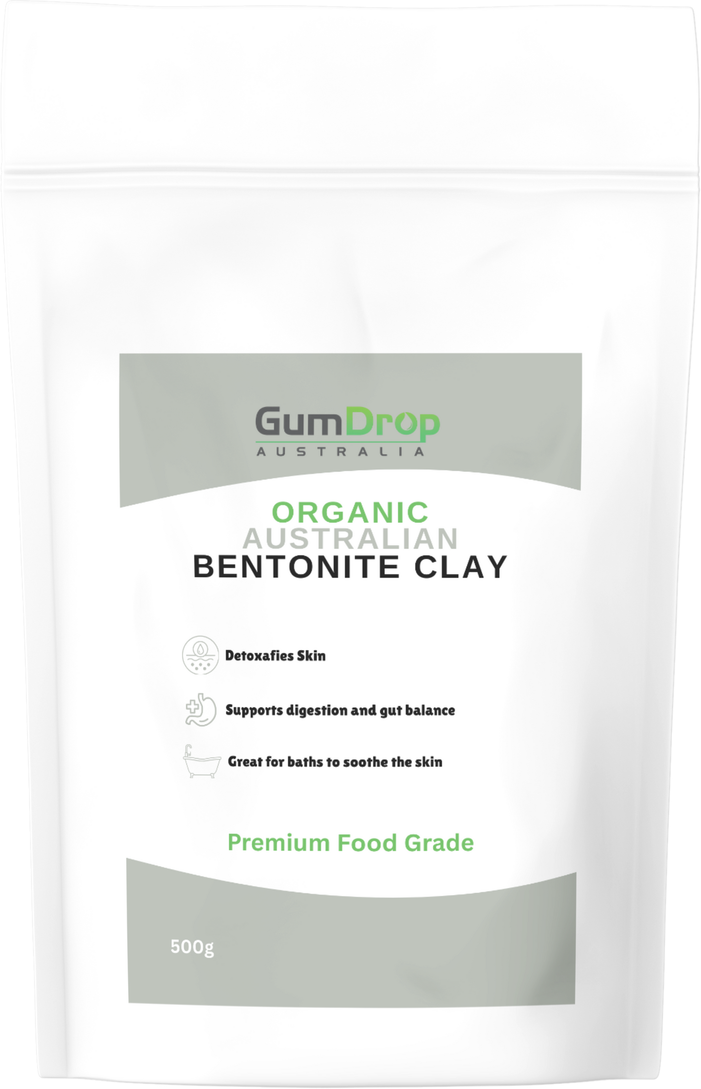 Organic Bentonite Clay product pouch from Gumdrop Australia